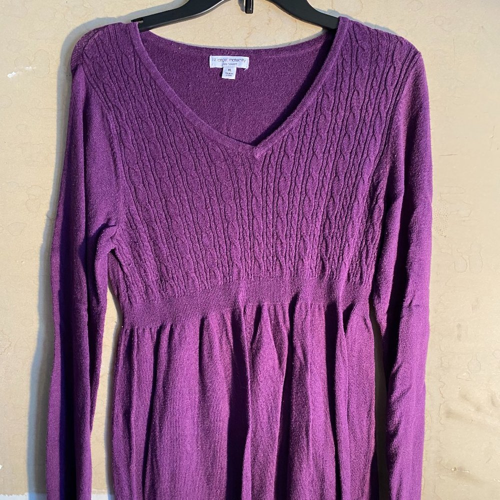 Liz Lange Maternity purple long sleeve shirt, Sz XL
